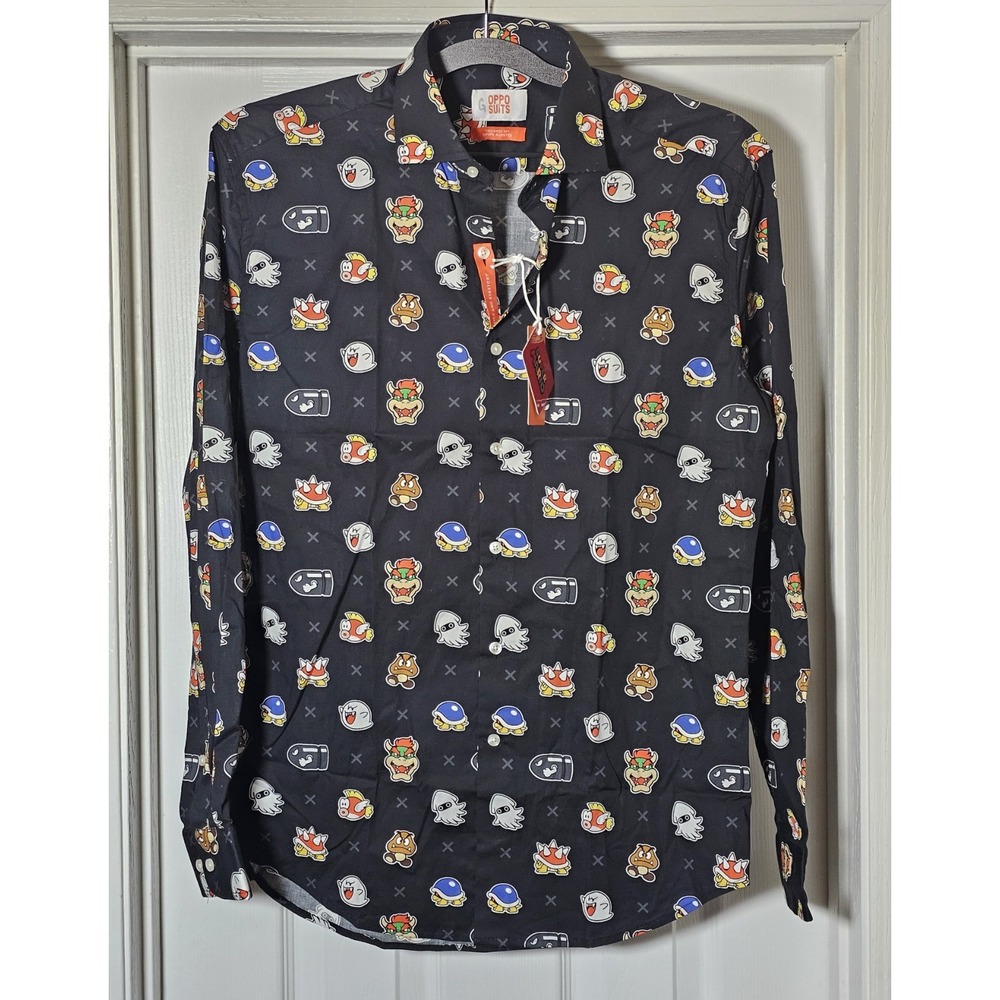 Oppo Suits Super Mario Brothers Bad‎ Guys Button Up Dress Shirt Men's Small